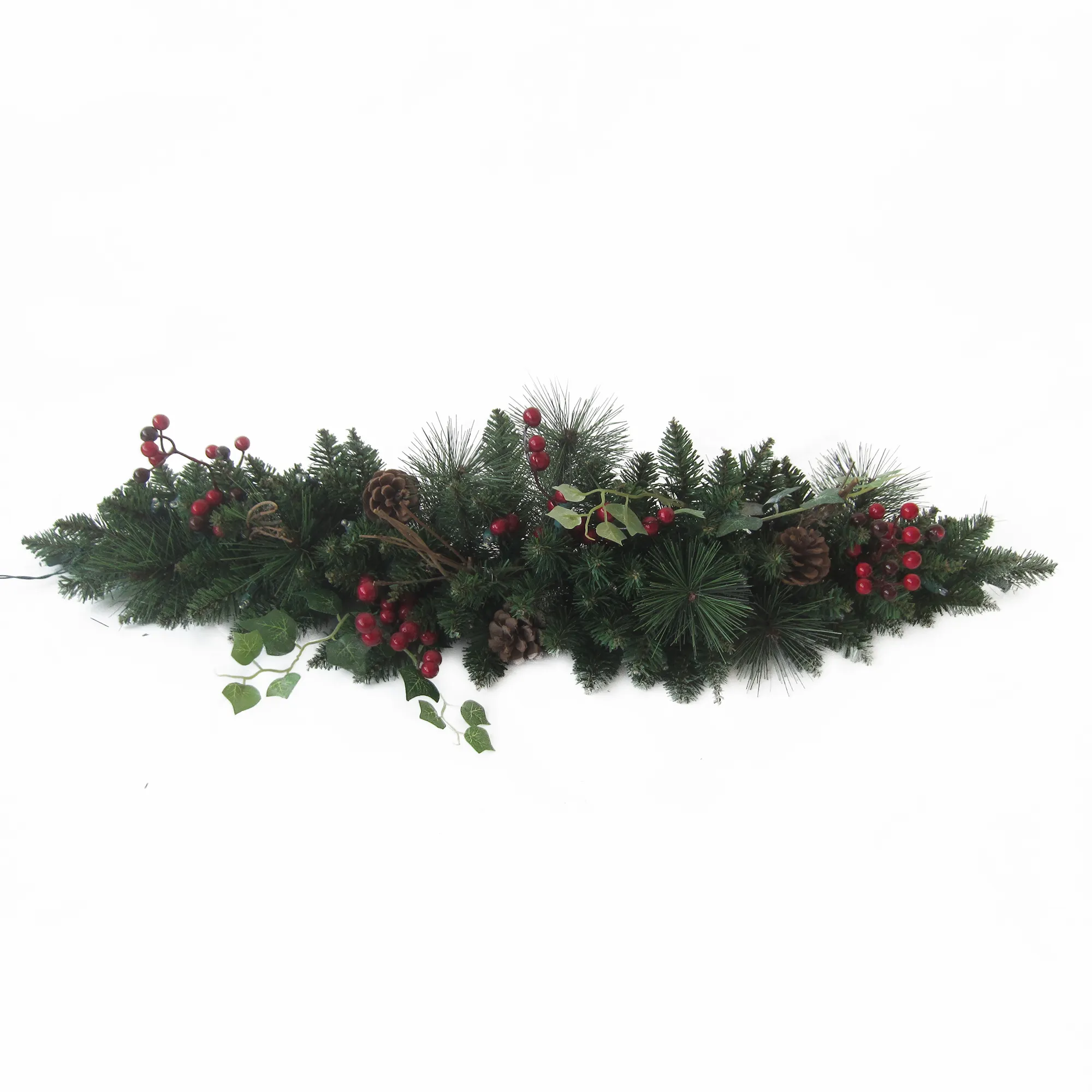 75CM PVC Christmas SWAG Garland with bow knot, pine cones gold berries Christmas Decoration for Wall and Door Decoration