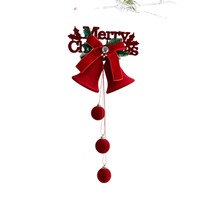 Ornement de Noël en velours en forme de cloche, décor floqué rouge nordique pour arbre, fenêtre, maison, fournitures de fêtes