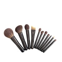 Ensemble de 11 mini-pinceaux de voyage en poils de chèvre de haute qualité, manche en bois, pour poudre libre, contouring, fard à paupières et anticernes