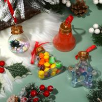 Nouvelle offre : Bouteille en plastique de 50 ml, forme unique, en forme de cloche, pour jus, boissons, bonbons de Noël, avec couvercle