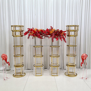 FURUN Centre de table de mariage de luxe Centre de table Or Pilier en acier inoxydable Fleur Stands Décor d'événement - Product Image 4