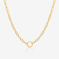 925 argent Sterling 18k plaqué or rond fermoir poussoir pendentif trombone chaîne bricolage breloque collier bijoux pour femmes