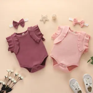 2020 nuevo diseño de bebé mameluco bebé tela de costilla de algodón orgánico ropa de mameluco