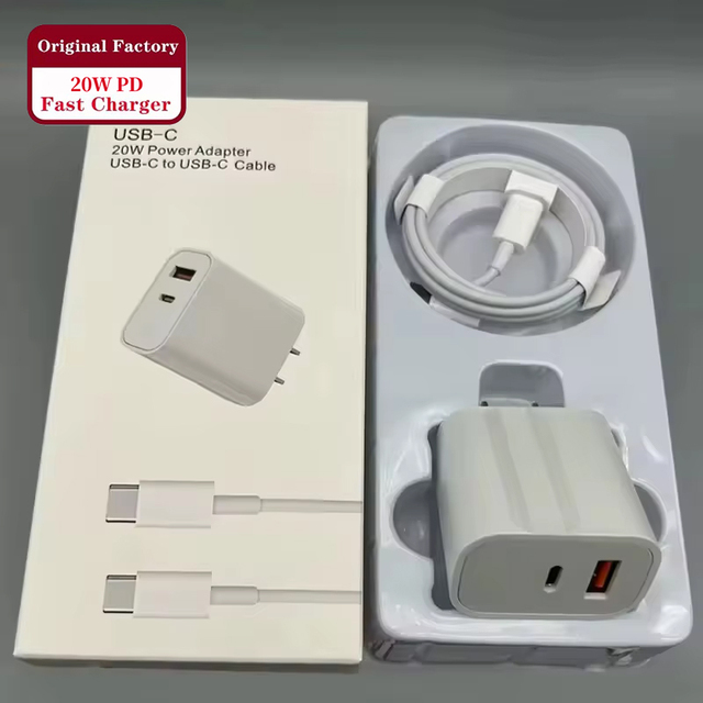 Original 20W USB C Charge Adapter US/EU/UK Plug PD Type C Fast Charging QC3.0 20W Charger for iPhone 16 15 13 14 Pro Max