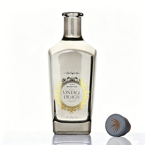 Botella de Vidrio Redonda de Lujo Personalizada de Color <span class=keywords><strong>Morado</strong></span> de 500 ml y 750 ml para <span class=keywords><strong>Vodka</strong></span> y Ginebra, Sellada con Corcho, Impresión Serigráfica, <span class=keywords><strong>Precio</strong></span> de Fábrica - Product Image 2