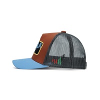 Gorra Trucker Color Block, Gorra Snapback de Malla con Parche Tejido, Visera Multicolor en Contraste, Transpirable, para Calle y Aire Libre, para Hombres y Mujeres