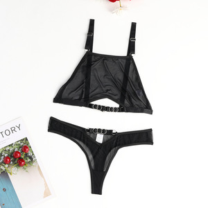 Nouvel ensemble de lingerie sexy pour femmes, en maille transparente, tentation sexy, ensemble deux pièces - Product Image 4