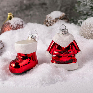 Adornos Navideños Colgantes Rojos Europeos Meilida, Adornos de Vidrio de Mercurio con Forma de Ropa y <span class=keywords><strong>Botas</strong></span> de Santa Claus, Personalización Ecológica - Product Image 4