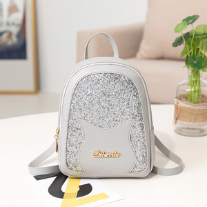 Nuova moda da donna con paillettes piccola borsa a tracolla splendente zaino in piuma per studenti - Product Image 4