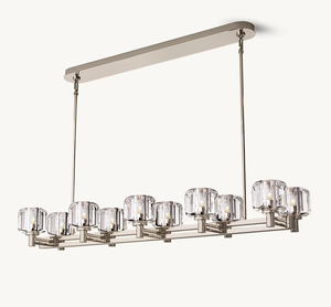 Lustre linéaire personnalisé en nickel métal cristal clair LED décoration intérieure suspension pour cuisine chambre île - Product Image 4