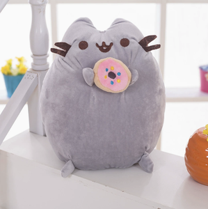 Peluche de Gato Gris Kawaii con Galleta, Suave y Adorable, Almohada Decorativa para Dormitorio de Niñas y Sofá - Product Image 2