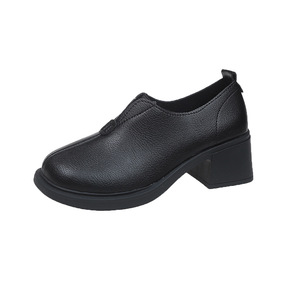 Chaussures plates à talon moyen et bout rond, style rétro, nouvelle collection automne, chaussures de travail professionnelles à semelle souple pour femmes - Product Image 2