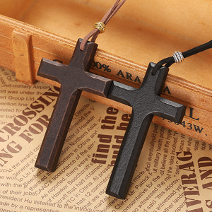 HOVANCI, venta al por mayor, regalo de Iglesia personalizado, oraciones de madera, artesanía, colgantes de <span class=keywords><strong>bautizo</strong></span> hechos a mano de Cristo, collar cristiano religioso - Product Image 2