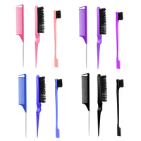 Lot de 3 Peignes à Cheveux Professionnels, Dont Peigne à Queue Fine, Brosse à Sourcils Double Tête, Outils de Coiffure pour Chignons et Tresses