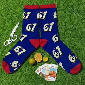 Chaussettes 6 7 <span class=keywords><strong>Meme</strong></span> Drôles et Originales pour Garçons et Hommes – Chaussettes Jacquard Goutte de Crème Six Sept – Cadeau Amusant en Gros - Product Image 5