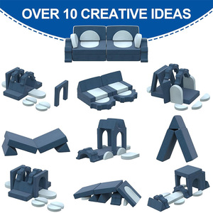 Ensemble de canapés modulaires pour enfants en tissu avec mousse haute élasticité et accoudoirs pour jouer et apprendre en intérieur - Product Image 4