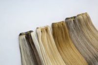 Extensions de cheveux humains à coudre, bruts, non traités, double trame, tissées à la machine, pour professionnels