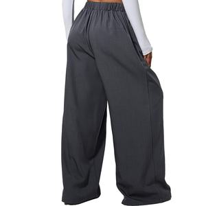 Pantalones Harem Personalizados OEM para Mujer, Otoño Invierno, Casuales, Cómodos, Holgados, Antiarrugas, Cintura Alta Elástica, Color Sólido, con Bolsillos - Product Image 5
