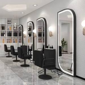 Espejo de Salón Moderno de Cuerpo Entero con Arco, Espejo de Pared para Salón de Belleza con LED, Espejo de Salón con Marco de Acero Inoxidable - Product Image 2