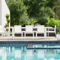 Meubles de jardin en aluminium pour fête au bord de la piscine, chaise de villa extérieure et table en aluminium 6 places