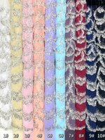 Dernière Nouveauté : Dentelle Chantilly Multicouche Faite Main en Argent Perlé, Bordure Festonnée, avec Paillettes – Dentelle Française de Haute Qualité pour Mariage ou Soirée