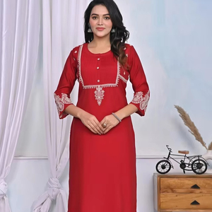Conjunto tradicional de Salwar Kameez para mujer de alta calidad, nuevo trabajo de lentejuelas con bordado pesado a la moda, ropa de verano Kurti de arriba a abajo - Product Image 1