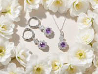 Anting-anting gantung Amethyst Perak 925 yang lucu, bertabur CZ, bergaya bunga, mewah untuk remaja putri, cocok untuk pemakaian sehari-hari, pesta pernikahan, hadiah.