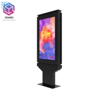 Papan Menu Drive Thru Layar Sentuh Luar Ruangan, Pemutar Signage Digital LCD Android untuk Iklan, Model Berdiri di Lantai