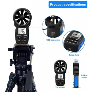 Anémomètre portatif Hedao HP-886A, mesure de la vitesse du vent, température, téléchargement de données USB - Product Image 3