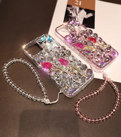Coque de protection haut de gamme entièrement ornée de diamants avec bracelet pour iPhone 17 Pro Max, compatible avec les coques de téléphone iPhone 16, 15, 14, 13, 12, 11