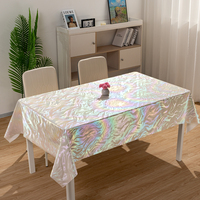 Nappe rectangulaire unie blanche à motif nacré holographique RNPT pour baby shower