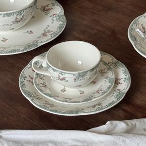 Juego de vajilla con diseño de flor de encaje en relieve Vintage, cuencos de porcelana, Platos y platos de cena - Product Image 4