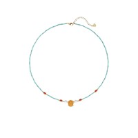 Collier de perles turquoise et ambre de style chinois, chaîne de clavicule en U, bijoux vintage médiévaux pour femmes, vente en gros