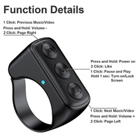 Control Remoto Inalámbrico Multifuncional en Forma de Anillo, Obturador de Cámara Portátil para iPhone y Android, Recargable, Control de Pasar Páginas