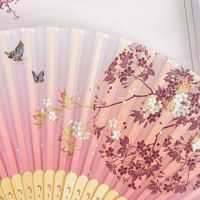 Kipas Lipat Gaya Jepang Cina Berlapis Cat Berkualitas Tinggi HZ untuk Wanita, Kerajinan Bambu, Hadiah, Kipas Hanfu untuk Anak-anak, Kipas Lipat Bambu