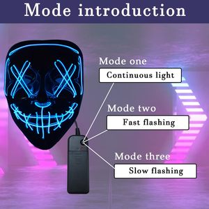 หน้ากากฮาโลวีน LED หน้ากากปาร์ตี้เรืองแสง, หน้ากาก Purge ฮาโลวีนพร้อมโหมดไฟ 4 แบบ, หน้ากากกรีดร้องสุดหลอนสำหรับงานเทศกาลคอสเพลย์ - Product Image 5