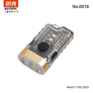 Baifeng Mini Keychain <b>Flashlight</b> <b>Led</b> Rechargeable Battery Outdoor Use Type C Charging Red Blue White Light - Product Image 1