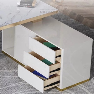 Lusso moderno semplice scrivania estensibile in legno Computer da tavolo in acciaio inox Base per uffici ardesia forniture per <span class=keywords><strong>ufficio</strong></span> - Product Image 5