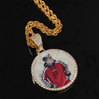 Pendentif Photo Personnalisé Hip Hop Iced Out DIY avec Zircons Cubiques pour Femme et Homme, Collier Bijou Rapper