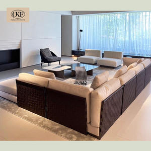 OKF Restaurant Premium Canapé en bois massif Fauteuil de salon vintage Petit fauteuil lounge avec corde Tissage Style luxe moderne - Product Image 4