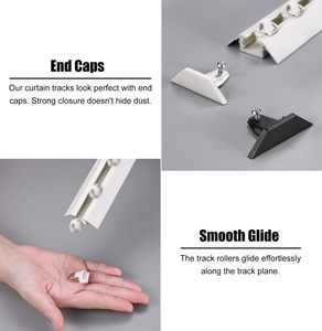 Kit de tringles à rideaux modernes en alliage d'aluminium en forme de V auto-adhésives pour <span class=keywords><strong>plafond</strong></span>, <span class=keywords><strong>sans</strong></span> perçage requis - Product Image 3