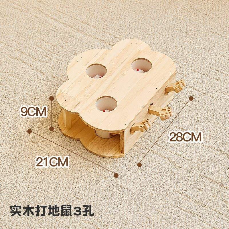 Hamster en bois massif à trois trous-souris poilue