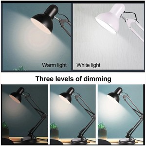Lámpara de Escritorio con Clip Metálico, Bombilla Incandescente E27, Lámpara de <span class=keywords><strong>Lectura</strong></span> de Metal Clásica, Lámpara de Mesa LED para Estudio - Product Image 5