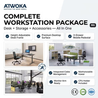 Bureau debout électrique réglable en hauteur ATWOKA avec système de sécurité anti-collision pour postes de travail de bureau