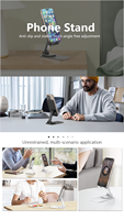 DH27 Métal Pliable 360 °   Support de téléphone portable de bureau rotatif à 360° avec hauteur réglable pour smartphone