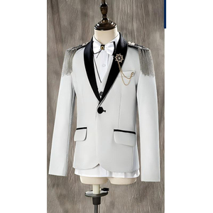 Ensemble de smoking <span class=keywords><strong>blanc</strong></span> classique de haute qualité pour garçons <span class=keywords><strong>Blazer</strong></span> brillant pour enfants Party Performance Wear - Product Image 3