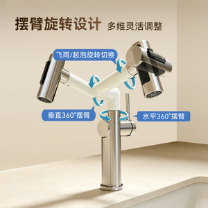 Flexible Swing Spout Kitchen Faucet Single Handle Ceramic Valve Deck <b>Mounted</b> 2.0-2.9gal/m Rain <b>Spray</b> Mode - Product Image 4