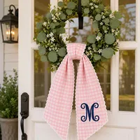 Couronne brodée personnalisée, Nœud de porte de mariage personnalisé avec monogramme, Cadeau de fête prénuptiale, Décoration initiale pour porte