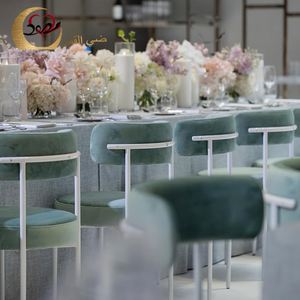 เก้าอี้รับประทานอาหารหุ้มผ้ากำมะหยี่สีเขียวหรูหราโครงเหล็กเหล็กหรูหราทันสมัย - Product Image 3