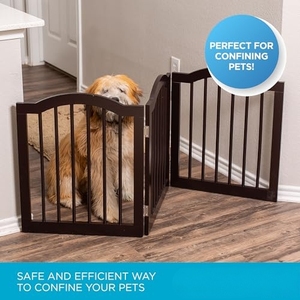 Barrière pour animaux de compagnie en bois, portable, extra large, 3 panneaux, 24 pouces de hauteur, autoportante, pour chiens ou chats - Product Image 5